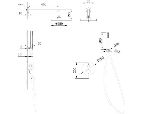 Душевая система Abber Emotion AF8818B Черная матовая