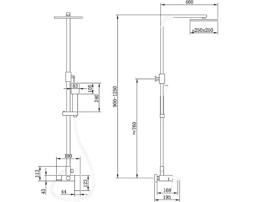 Душевая система Abber Wasserfall AF8616B Черная матовая