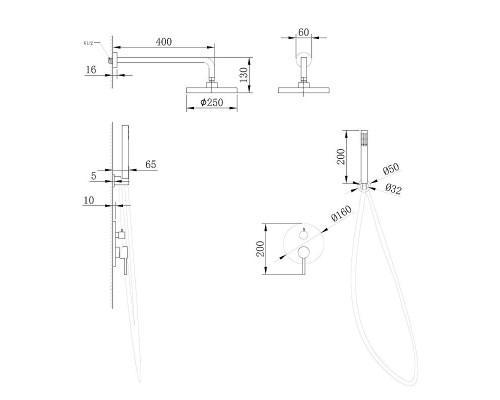 Душевая система Abber Emotion AF8818G Золото матовое