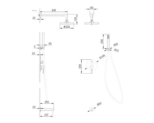 Душевая система Abber Emotion AF8817G Золото матовое