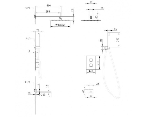 Душевая система Abber Daheim AF8250 с термостатом Хром