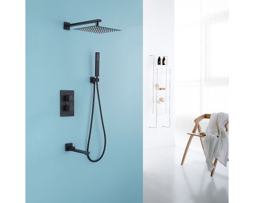 Душевая система Abber Daheim AF8250B с термостатом Черная матовая