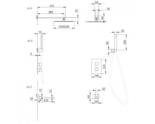 Душевая система Abber Daheim AF8250G с термостатом Золото матовое