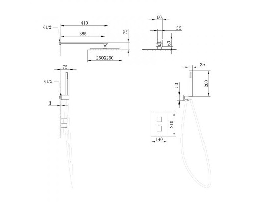 Душевая система Abber Daheim AF8251 с термостатом Хром