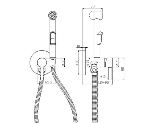 Гигиенический душ со смесителем Rossinka X25-51 Хром