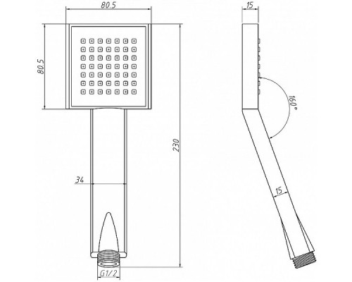 Ручной душ Aquanet Steel AF210-81S-S 245423 Сталь