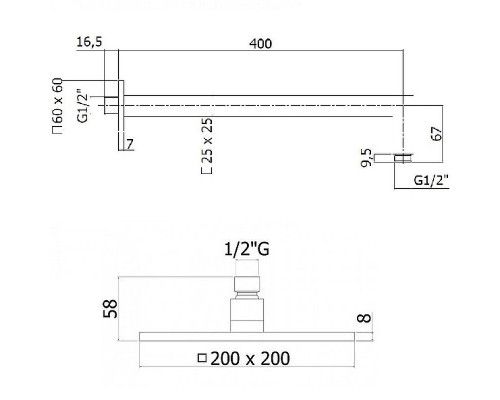Верхний душ Paffoni Syncro ZSOF075CR/ZSOF063CR Хром