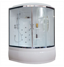 Душевой бокс Royal Bath ALP 150x100 RB150ALP-T-CH-L с гидромассажем стекло прозрачное задние стенки Белые