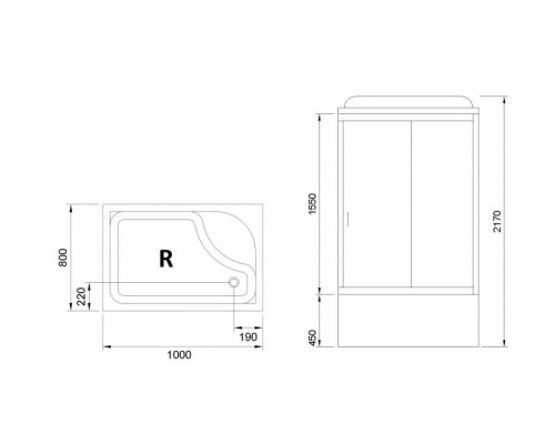 Душевая кабина Royal Bath BP 100х80 RB8100BP1-M-R без гидромассажа