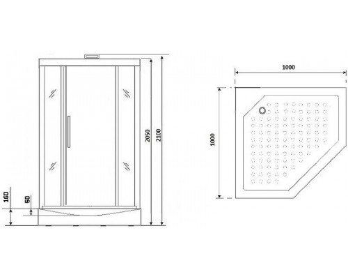 Душевая кабина Niagara Lux NG-7717WBK 100x100 без гидромассажа