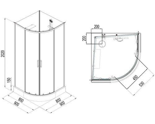 Душевая кабина Aquanet Passion EVO R White 90х90 267255 без гидромассажа