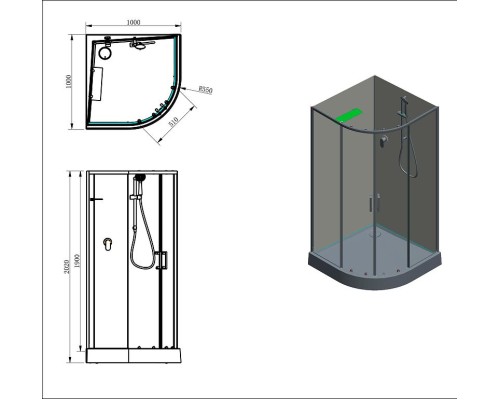 Душевая кабина Aquanet Passion EVO R White 100х100 281965 без гидромассажа
