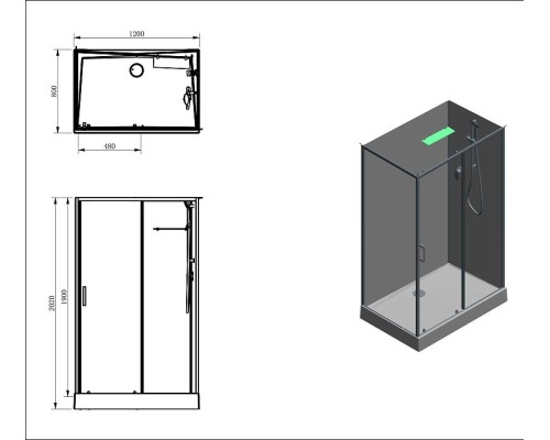 Душевая кабина Aquanet Passion EVO Black 120х80 R 282011 без гидромассажа