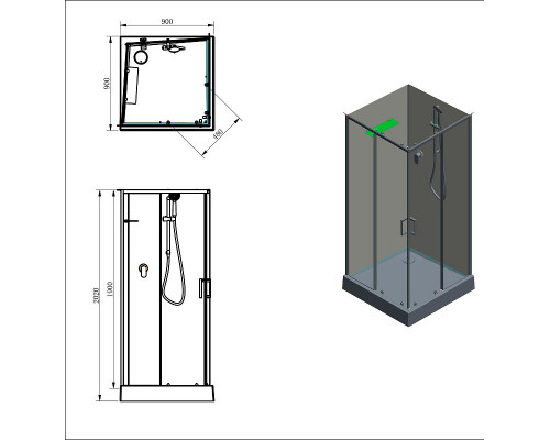 Душевая кабина Aquanet Passion EVO S Black 90х90 282009 без гидромассажа