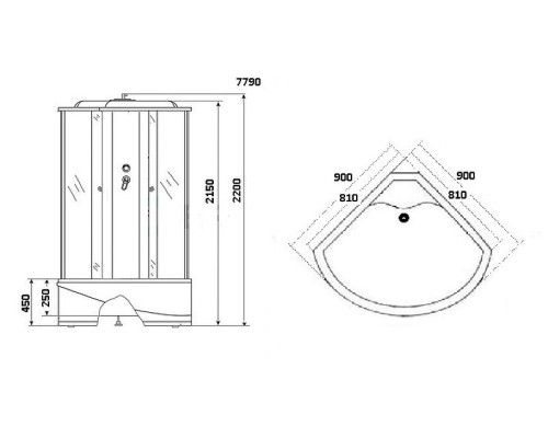 Душевая кабина Niagara Lux NG-7790W 90x90 с гидромассажем