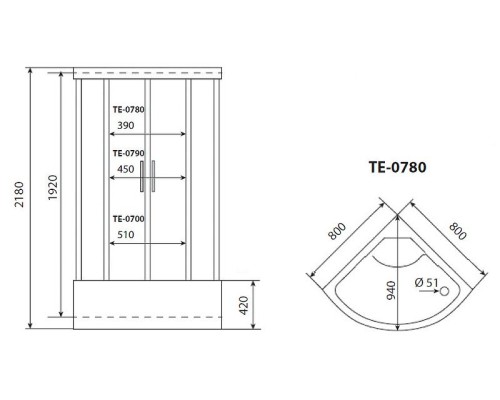 Душевая кабина Timo Eco 80x80 TE-0780 с гидромассажем