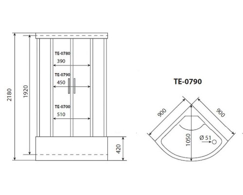 Душевая кабина Timo Eco 90x90 TE-0790 с гидромассажем