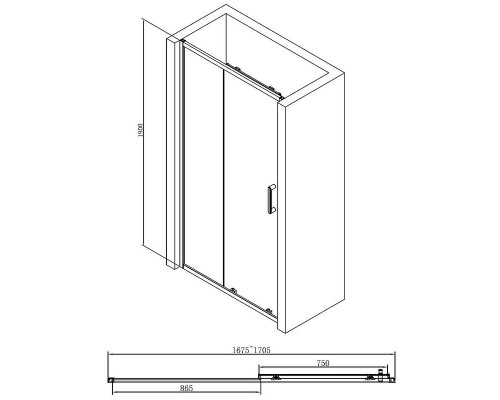 Душевая дверь Abber AG30170B 170x190 профиль Черный стекло прозрачное
