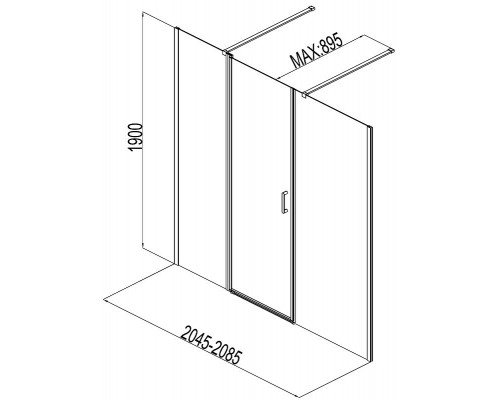 Душевая дверь Aquanet Cinetic AE12-N-120H190U-CT + AE12-F-90H190U-CT 210 254244 профиль Хром стекло прозрачное