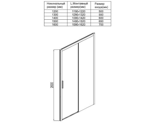 Душевая дверь Aquanet Pleasure AE60-N-160H200U-BT 160 273600 профиль Черный матовый стекло прозрачное