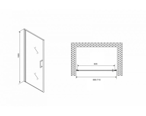 Душевая дверь Abber Sonnenstrand 70 AG04070 профиль Хром стекло прозрачное