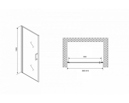 Душевая дверь Abber Sonnenstrand 90 AG04090 профиль Хром стекло прозрачное
