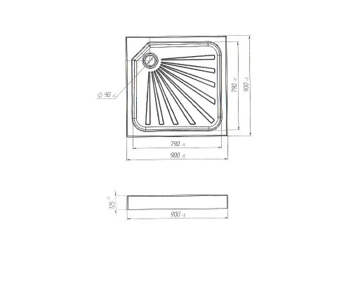Акриловый поддон для душа 1MarKa Quadro 90x90 01пкв90 с антискользящим покрытием