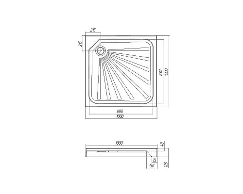 Акриловый поддон для душа 1MarKa Quadro 100x100 01пкв10 с антискользящим покрытием
