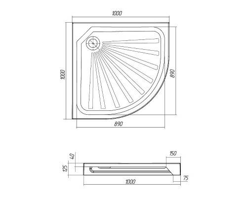 Акриловый поддон для душа 1MarKa Tondo 100x100 01пто10 с антискользящим покрытием