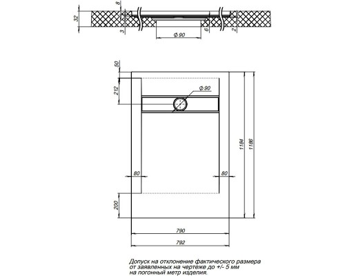 Душевой поддон из искусственного камня Aquanet Delight 120x80 258883 Серый