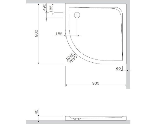 Акриловый поддон для душа AM.PM Spirit W7AT-GSR0-090W Белый