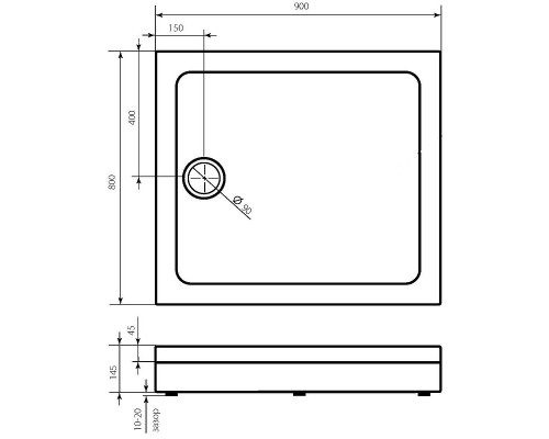 Акриловый поддон для душа Bas Олимпик 90х80 ПН00049 Белый