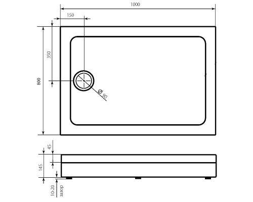 Акриловый поддон для душа Bas Олимпик 100х80 ПН00053 Белый