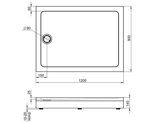 Акриловый поддон для душа Bas Олимпик 120х90 ПН00057 Белый