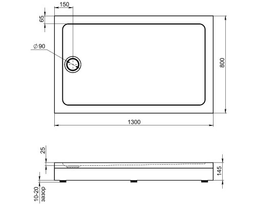 Акриловый поддон для душа Bas Олимпик 130х80 ПН00058 Белый