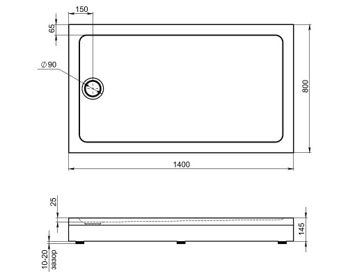 Акриловый поддон для душа Bas Олимпик 140х80 ПН00060 Белый