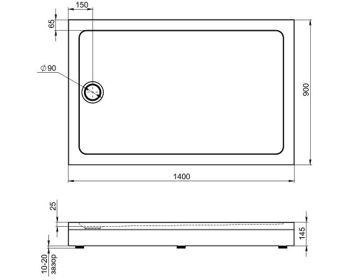 Акриловый поддон для душа Bas Олимпик 140х90 ПН00061 Белый