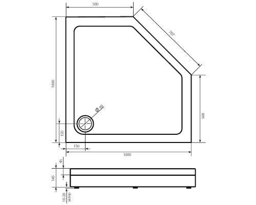 Акриловый поддон для душа Bas Пента 100х100 ПН00063 Белый