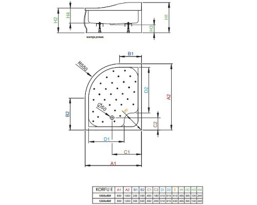 Акриловый поддон для душа Radaway Korfu E 100x80 R 4E81400-03R Белый