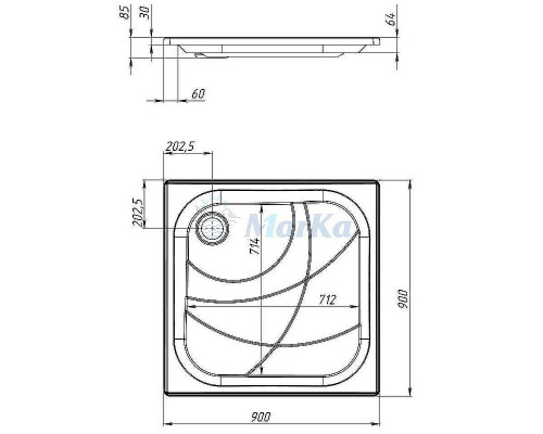 Акриловый поддон для душа 1MarKa Freya New 90x90 01пфн90п Белый