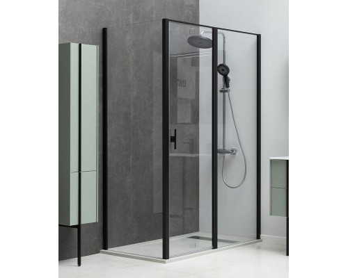 Душевая стенка Allen Brau Priority 100 3.31021.BBA профиль Черный брашированный стекло прозрачное