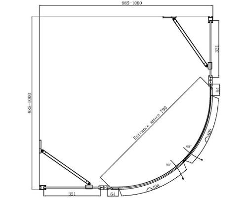 Душевой уголок Ambassador Nord 100х100 13011102 профиль Хром стекло прозрачное