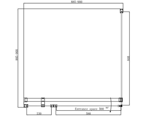 Душевой уголок Ambassador Nord 90х90 13011105 профиль Хром стекло прозрачное