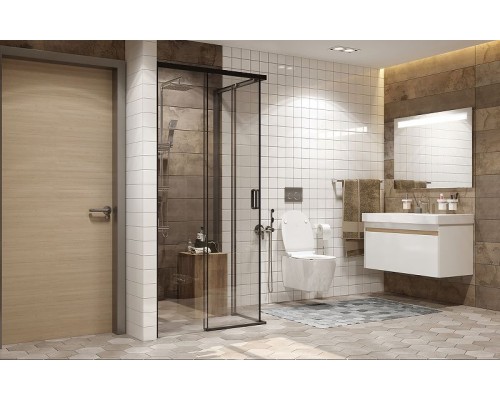 Душевой уголок Ambassador Queen 90х90 11011203Black профиль Черный стекло прозрачное