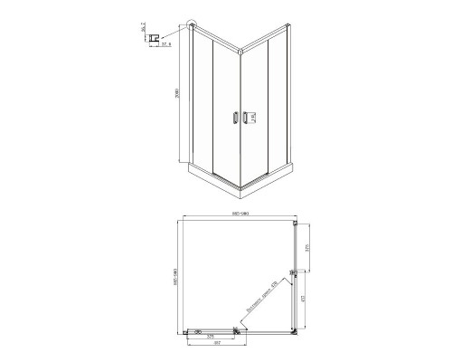 Душевой уголок Ambassador Queen 90х90 11011203Black профиль Черный стекло прозрачное