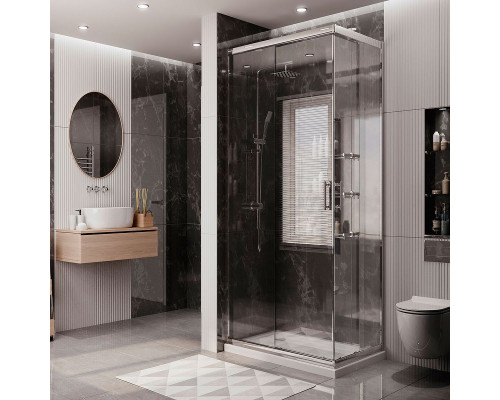 Душевой уголок Ambassador Kingston 100х100 14011103 профиль Хром стекло прозрачное