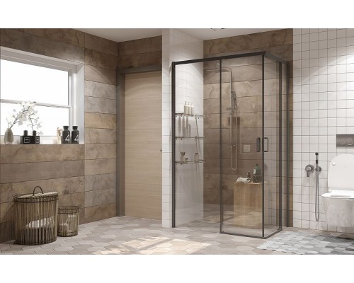 Душевой уголок Ambassador Queen 120х80 11011205LBlack профиль Черный стекло прозрачное