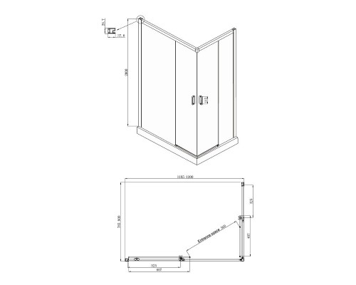 Душевой уголок Ambassador Queen 120х80 11011205LBlack профиль Черный стекло прозрачное