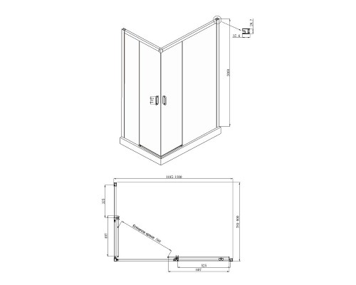 Душевой уголок Ambassador Queen 120х80 11011205RBlack профиль Черный стекло прозрачное