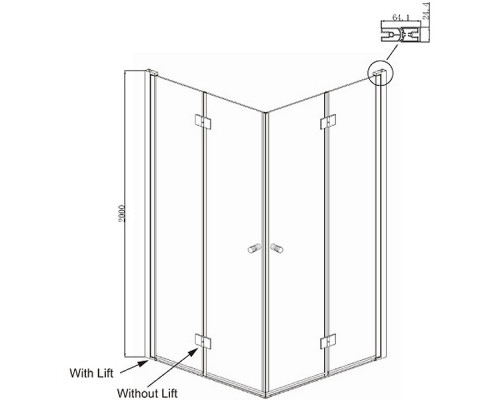Душевой уголок Ambassador Nord 90х90 13011108 профиль Хром стекло прозрачное